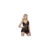 Nuisette en résille et dentelle noire avec string 